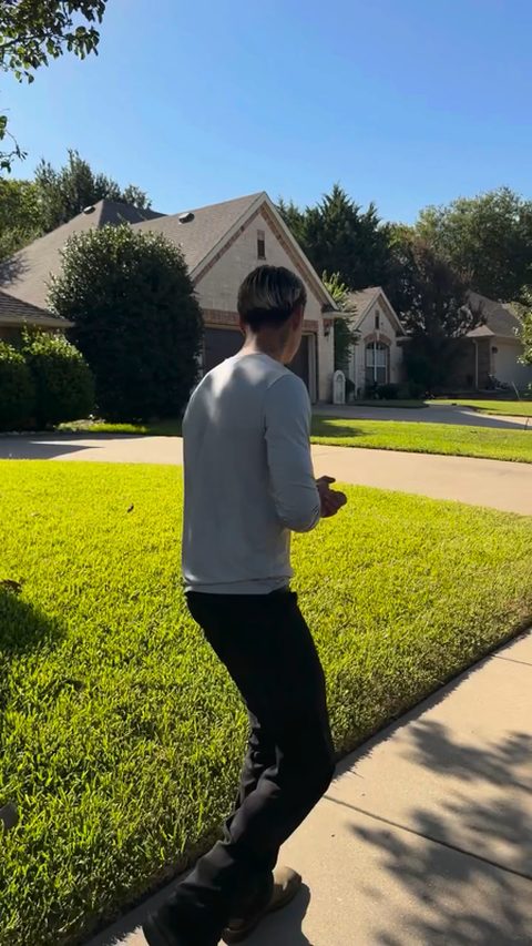 Mowing a front yard